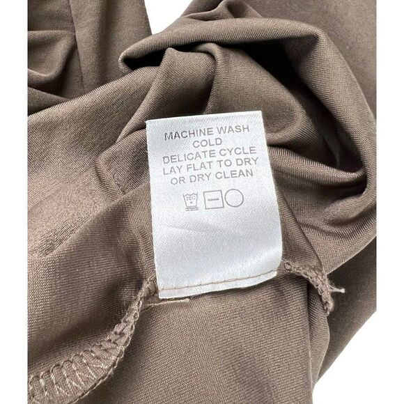 Komarov Women’s Brown Side Drape Ruched Stretch Slimming Flattering Dress Sz Sm - Picture 5 of 11